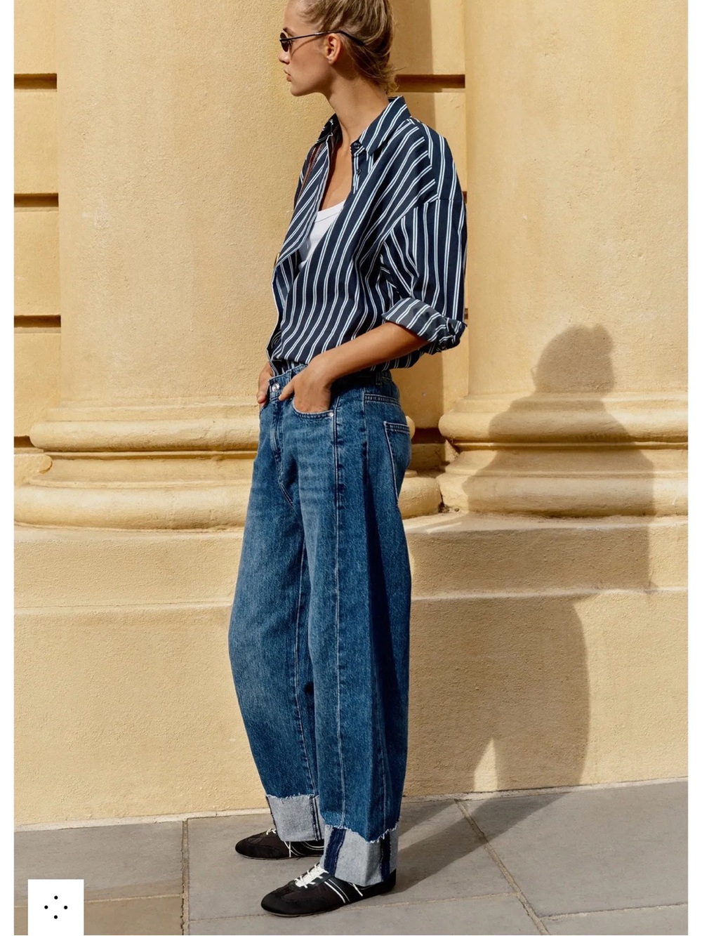 Zara Wide-Leg Ankle-Cropped Jeans in Blue Denim